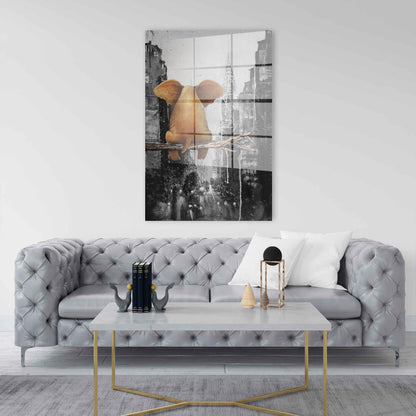 Elefant auf Ast in New York Acrylglasbild Wandbild Bild Wanddeko XL