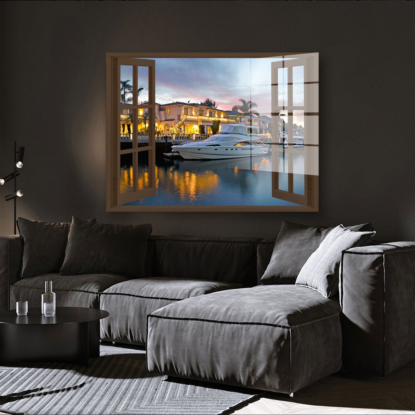 Fenster Motivation Florida Acrylglasbild Wandbild Bild Wanddeko XL