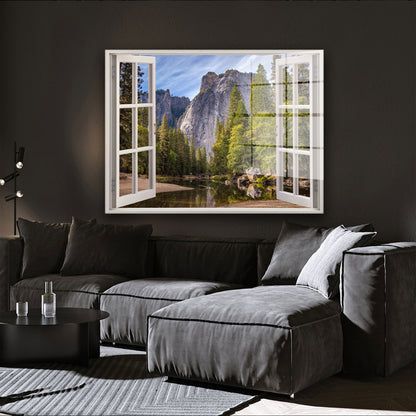 Fenster Natur Mountain Acrylglasbild Wandbild Bild Wanddeko Wohnzimmer XL