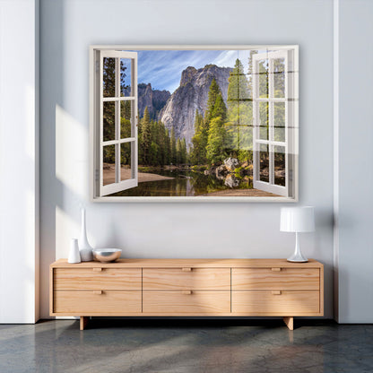 Fenster Natur Mountain Acrylglasbild Wandbild Bild Wanddeko Wohnzimmer XL