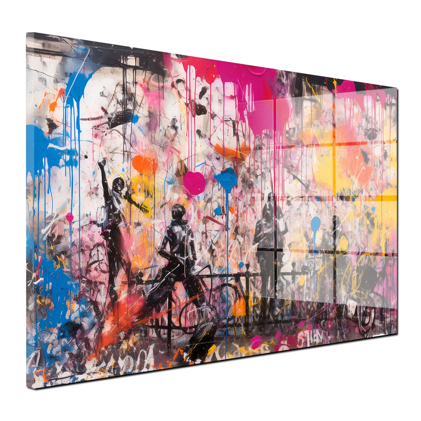Figuren Street Art abstrakt Acrylglasbild Wandbild Bild Wanddeko Wohnzimmer XL
