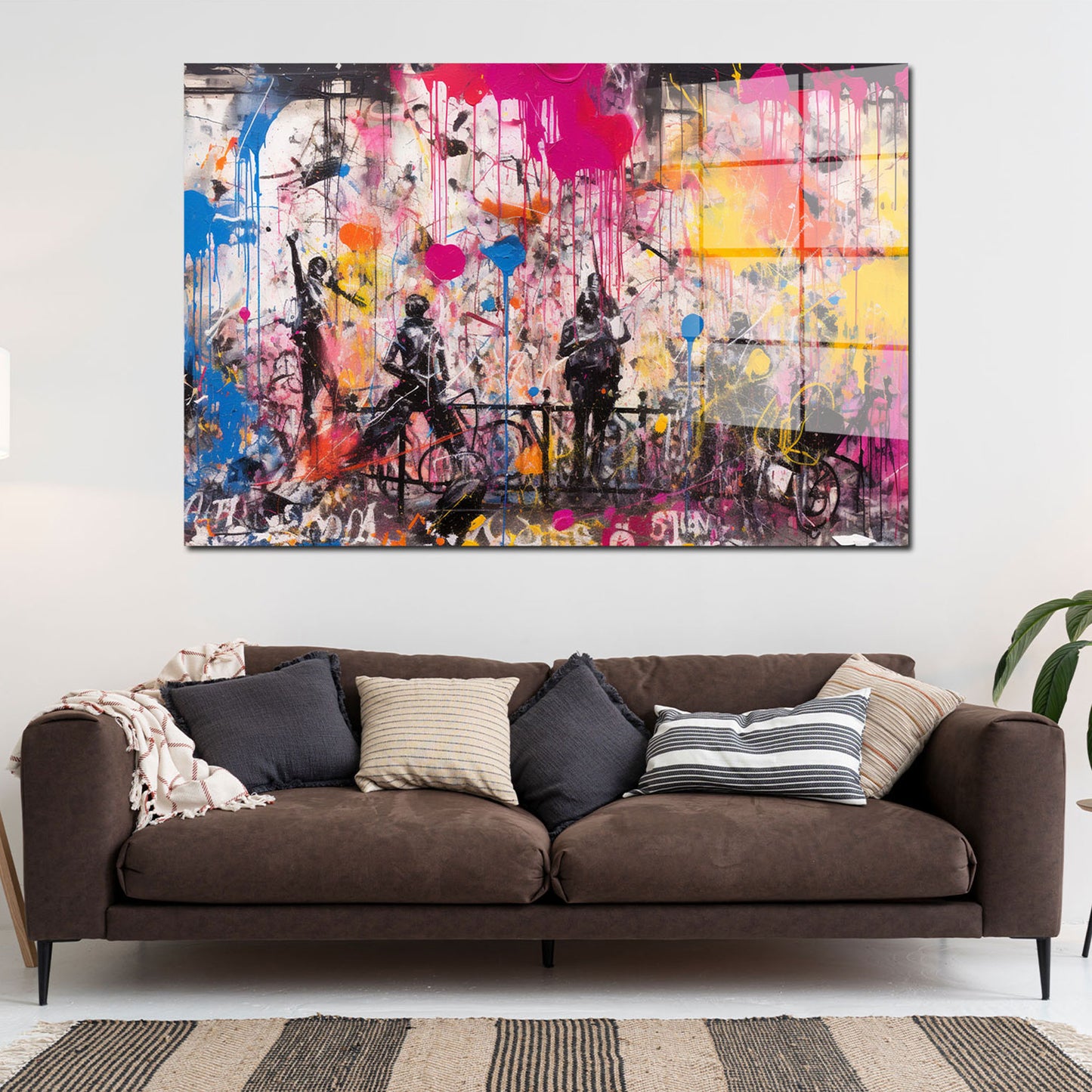 Figuren Street Art abstrakt Acrylglasbild Wandbild Bild Wanddeko Wohnzimmer XL