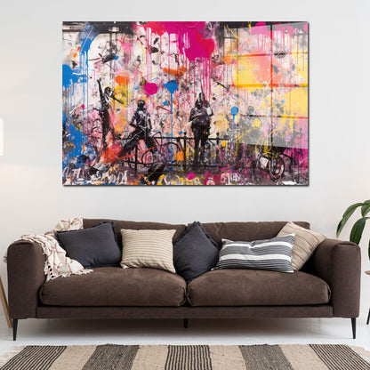 Figuren Street Art abstrakt Acrylglasbild Wandbild Bild Wanddeko Wohnzimmer XL