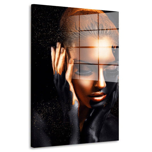Frau Abstract Gold Edition Acrylglasbild Wandbild Bild Wanddeko Wohnzimmer XL
