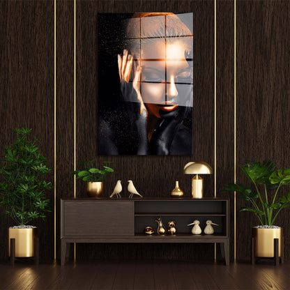 Frau Abstract Gold Edition Acrylglasbild Wandbild Bild Wanddeko Wohnzimmer XL