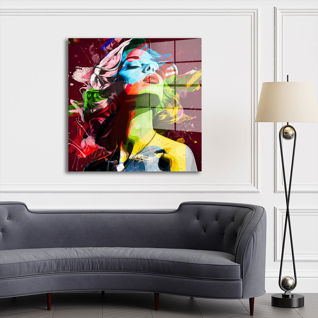 Frau Beautiful Pop Art Acrylglasbild Wandbild Bild Wanddeko Wohnzimmer XL