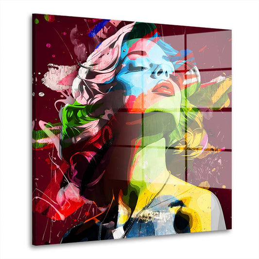 Frau Beautiful Pop Art Acrylglasbild Wandbild Bild Wanddeko Wohnzimmer XL