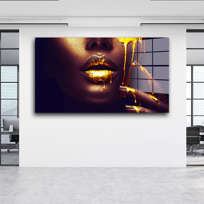 Frau Gesicht Gold Style Acrylglasbild Wandbild Bild Wanddeko Wohnzimmer XL