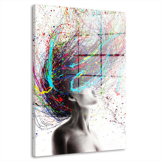 Frau Hair Abstract Pop Art Acrylglasbild Wandbild Bild Wanddeko Wohnzimmer XL