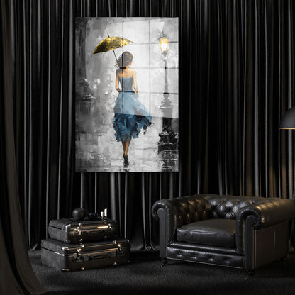 Frau im blauen Kleid Acrylglasbild Wandbild Bild Wanddeko Wohnzimmer XL