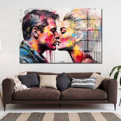 Frau und Mann Pop Art Acrylglasbild Wandbild Bild Wanddeko Wohnzimmer XL