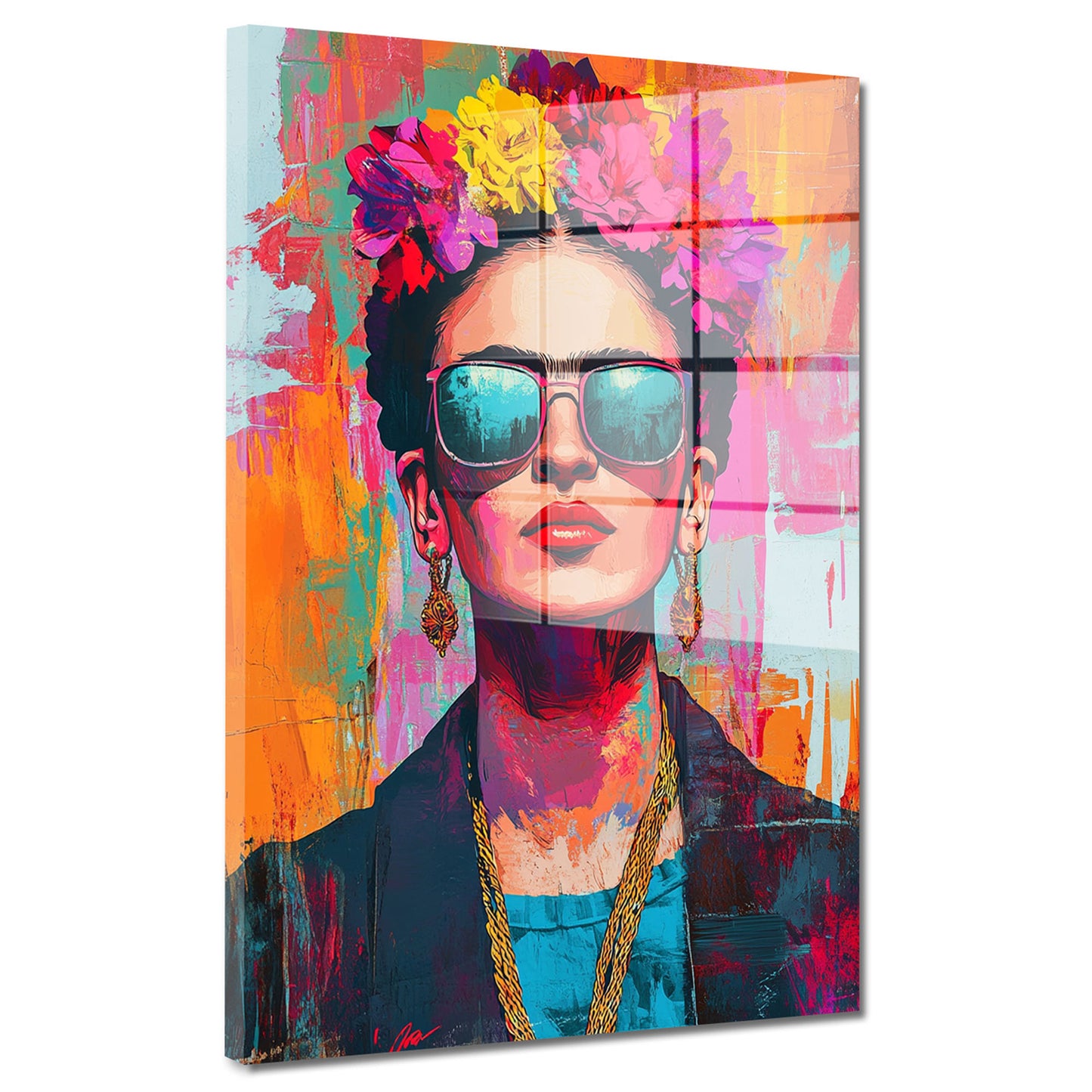 Frida Portrait Pop Art Acrylglasbild Wandbild Bild Wanddeko Wohnzimmer XL