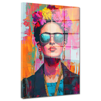 Frida Portrait Pop Art Acrylglasbild Wandbild Bild Wanddeko Wohnzimmer XL