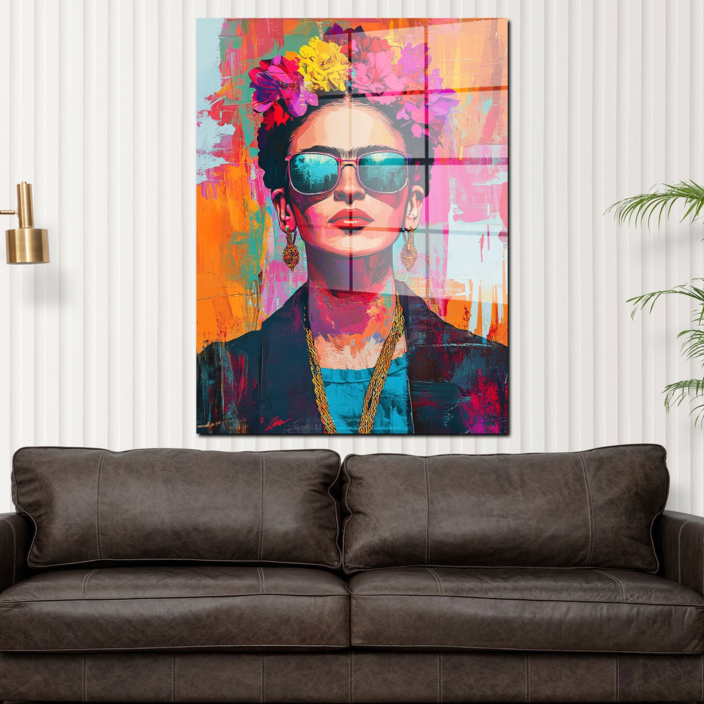 Frida Portrait Pop Art Acrylglasbild Wandbild Bild Wanddeko Wohnzimmer XL