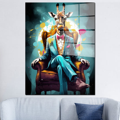 Giraffe im Anzug Acrylglasbild Wandbild Bild Wanddeko Wohnzimmer XL