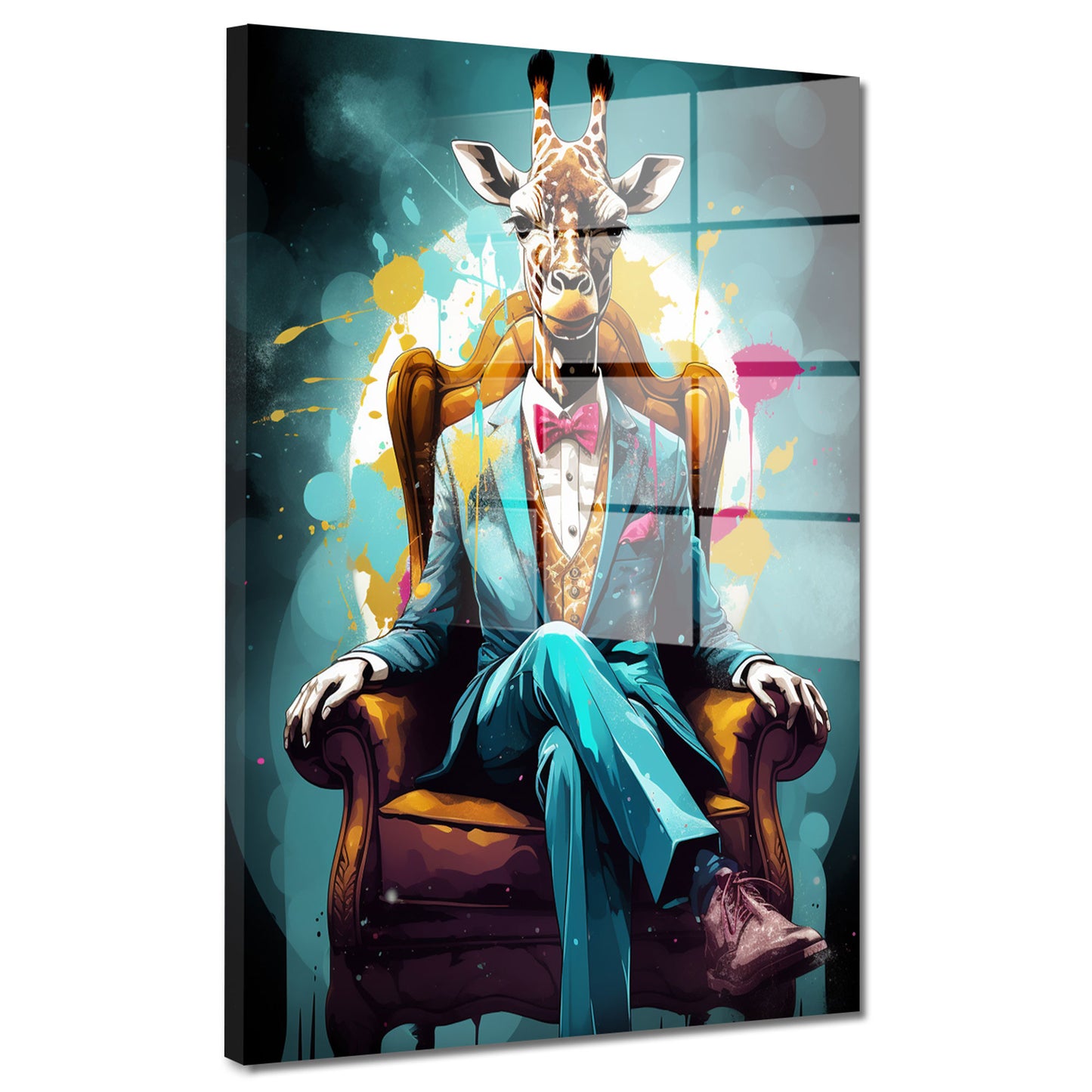 Giraffe im Anzug Acrylglasbild Wandbild Bild Wanddeko Wohnzimmer XL