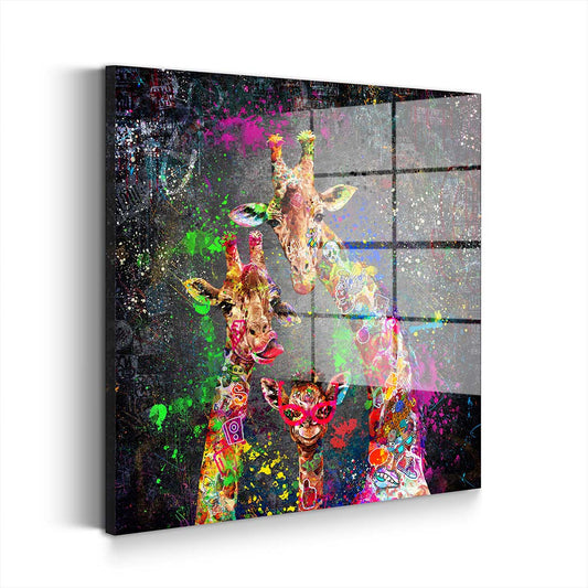Giraffen Graffiti Street Art Acrylglasbild Wandbild Bild Wanddeko Wohnzimmer XL