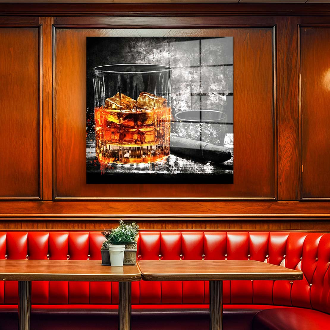 Glas Whiskey Abstract Acrylglasbild Wandbild Bild Wanddeko Wohnzimmer XL