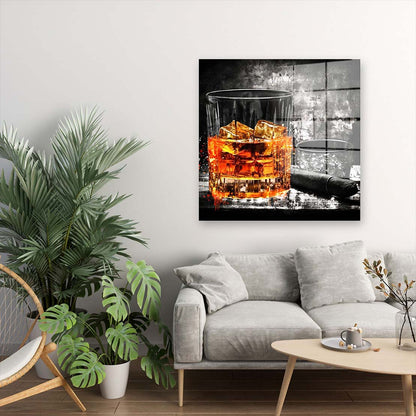 Glas Whiskey Abstract Acrylglasbild Wandbild Bild Wanddeko Wohnzimmer XL