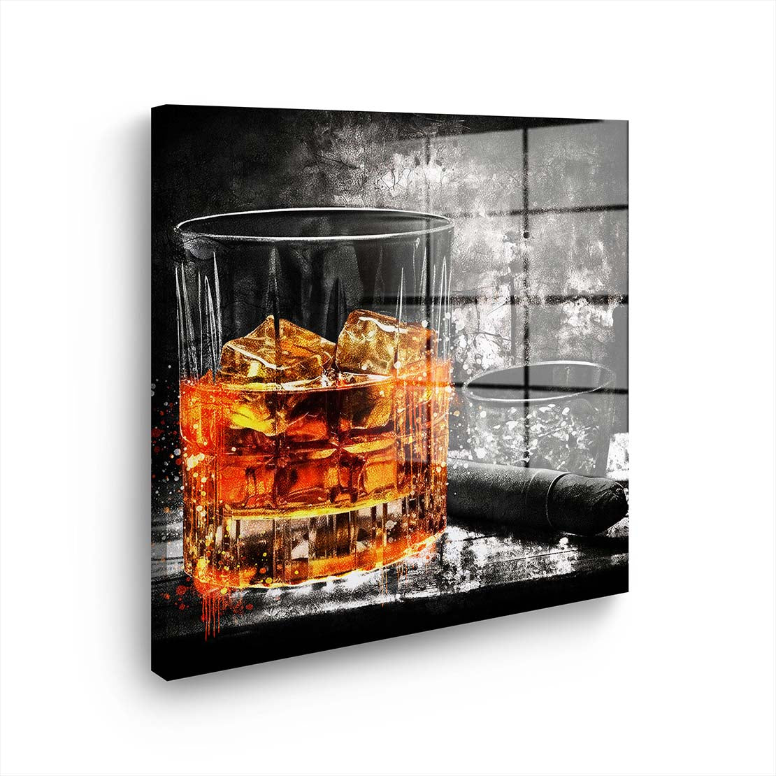 Glas Whiskey Abstract Acrylglasbild Wandbild Bild Wanddeko Wohnzimmer XL