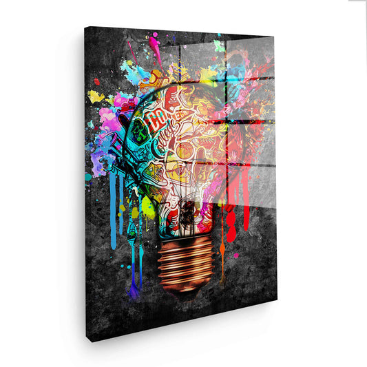 Glühbirne Graffiti Street Art Acrylglasbild Wandbild Bild Wanddeko XL