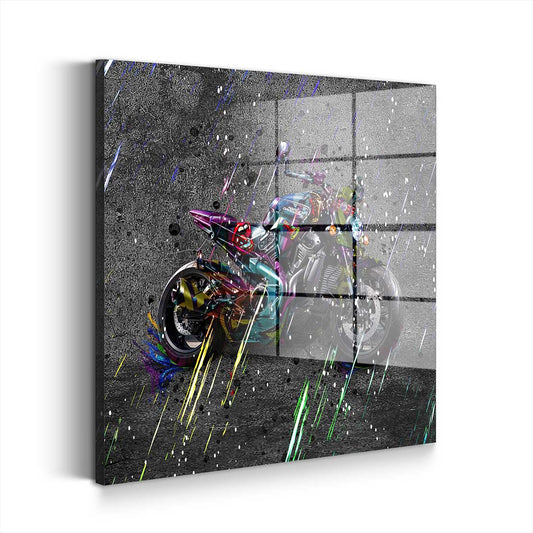 Graffiti Motorrad Harley Acrylglasbild Wandbild Bild Wanddeko Wohnzimmer XL