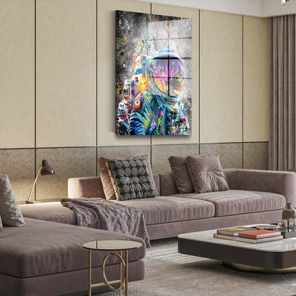 Graffiti Street Art Astronaut Acrylglasbild Wandbild Bild Wanddeko Wohnzimmer XL