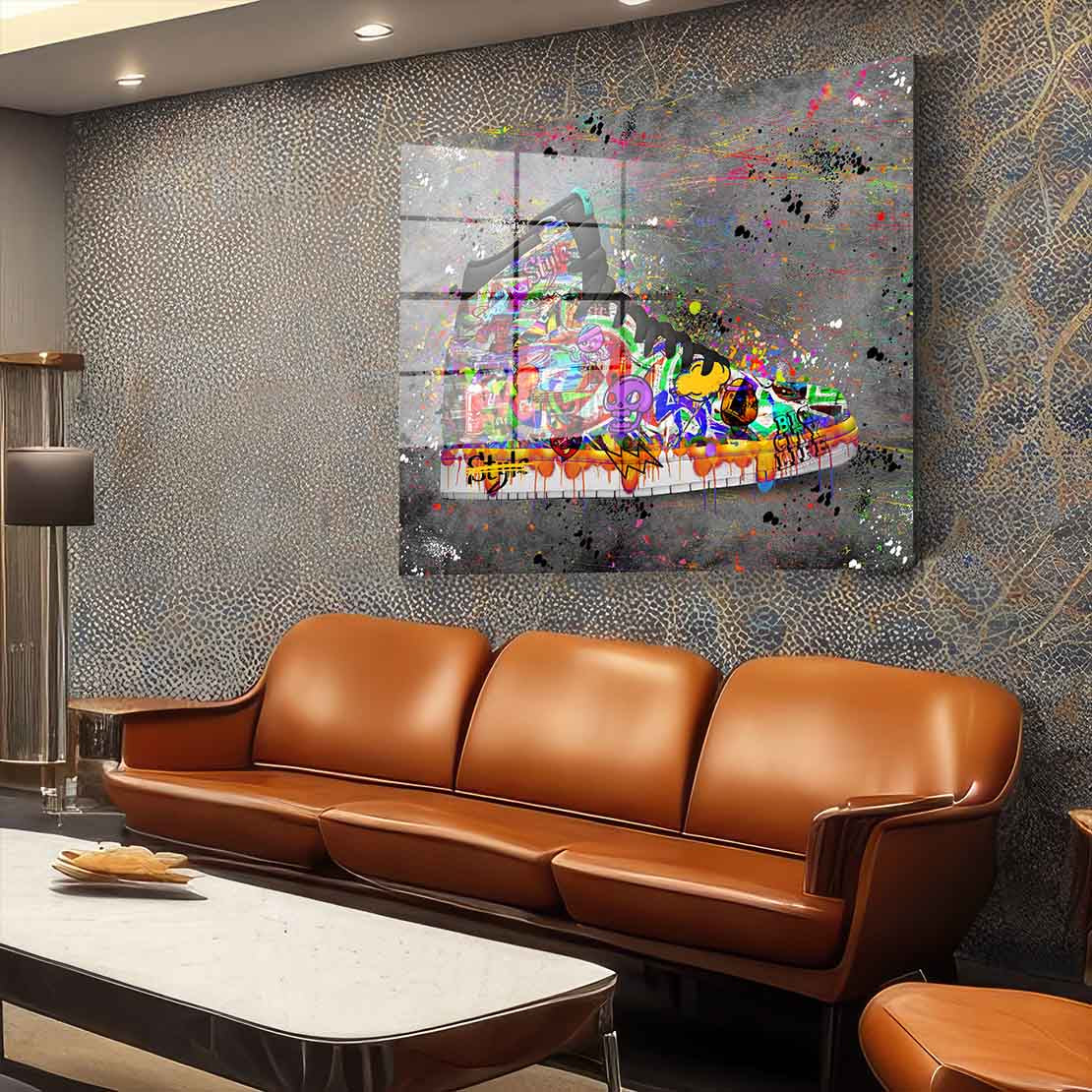Graffiti Street Art Sneakers Schuh Acrylglasbild Wandbild Bild Wanddeko Wohnzimmer XL