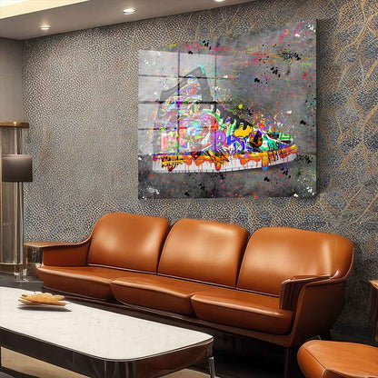 Graffiti Street Art Sneakers Schuh Acrylglasbild Wandbild Bild Wanddeko Wohnzimmer XL