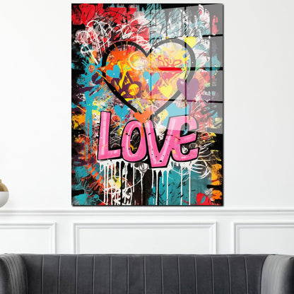 Graffiti Style Herz LOVE Acrylglasbild Wandbild Bild Wanddeko Wohnzimmer XL