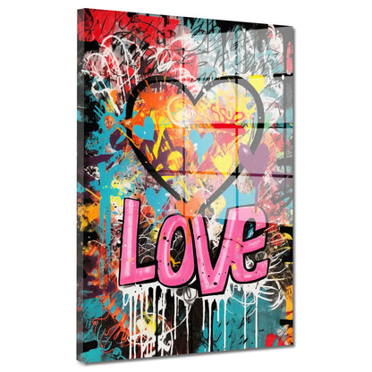 Graffiti Style Herz LOVE Acrylglasbild Wandbild Bild Wanddeko Wohnzimmer XL