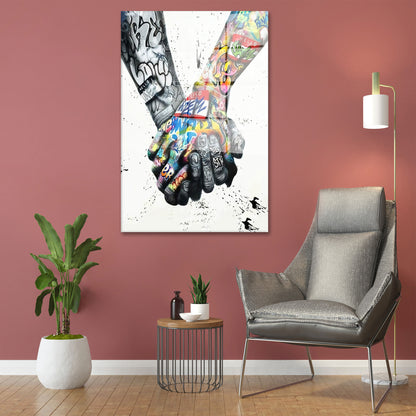 Hände Love Pop Art Style Acrylglasbild Wandbild Bild Wanddeko Street Art XL