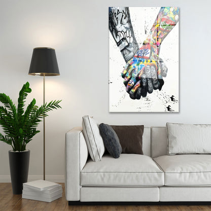 Hände Love Pop Art Style Acrylglasbild Wandbild Bild Wanddeko Street Art XL