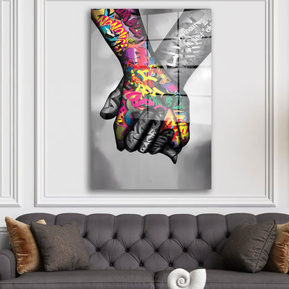 Hände Street Art Acrylglasbild Wandbild Bild Wanddeko Wohnzimmer XL