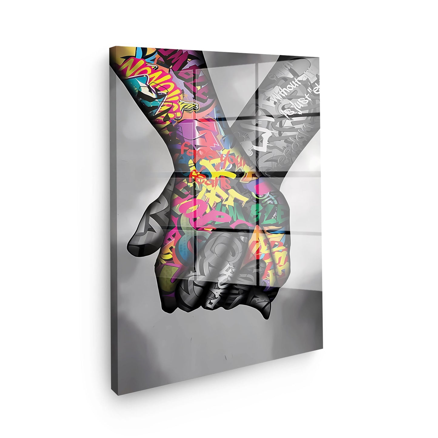 Hände Street Art Acrylglasbild Wandbild Bild Wanddeko Wohnzimmer XL