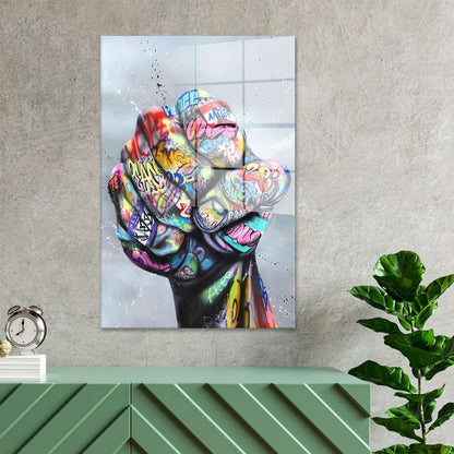Hand Faust Street Art Acrylglasbild Wandbild Bild Wanddeko Wohnzimmer XL