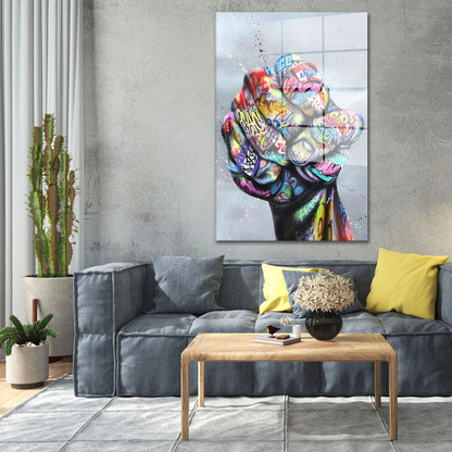 Hand Faust Street Art Acrylglasbild Wandbild Bild Wanddeko Wohnzimmer XL
