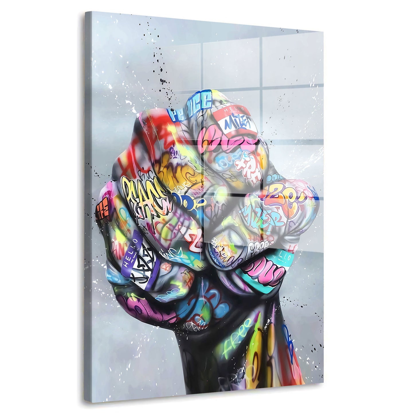 Hand Faust Street Art Acrylglasbild Wandbild Bild Wanddeko Wohnzimmer XL