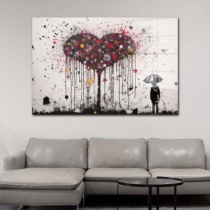 Herz Street Art abstrakt Kunstwerk Acrylglasbild Wandbild Bild Wanddeko XL