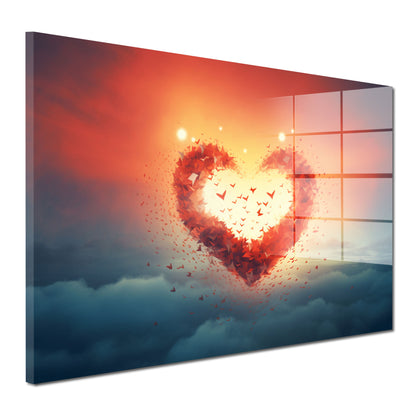Herz im Sonnenuntergang Acrylglasbild Wandbild Bild Wanddeko XL
