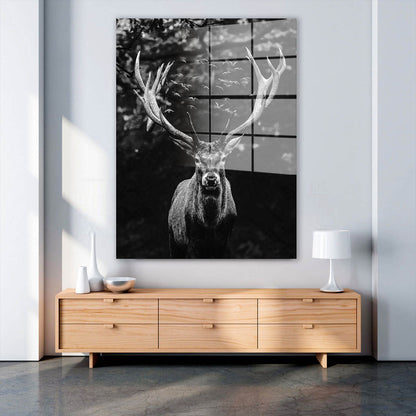 Hirsch Deep Forest Acrylglasbild Wandbild Bild Wanddeko Wohnzimmer XL
