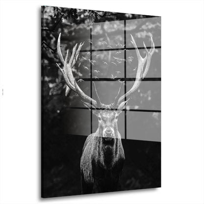 Hirsch Deep Forest Acrylglasbild Wandbild Bild Wanddeko Wohnzimmer XL