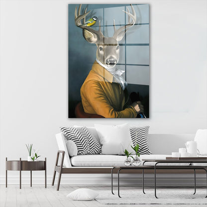 Hirsch Portrait Style Acrylglasbild Wandbild Bild Wanddeko Wohnzimmer XL
