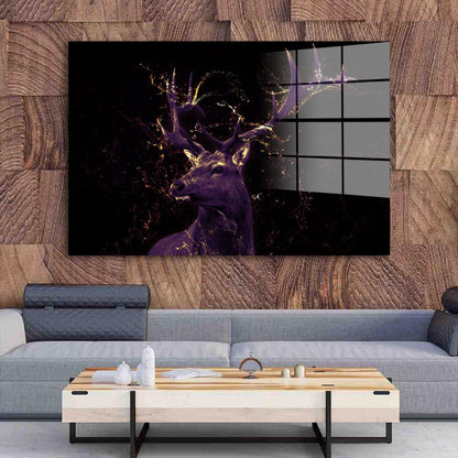 Hirsch abstrakt Gold Acrylglasbild Wandbild Bild Wanddeko Wohnzimmer XL