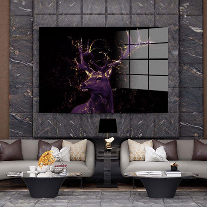 Hirsch abstrakt Gold Acrylglasbild Wandbild Bild Wanddeko Wohnzimmer XL