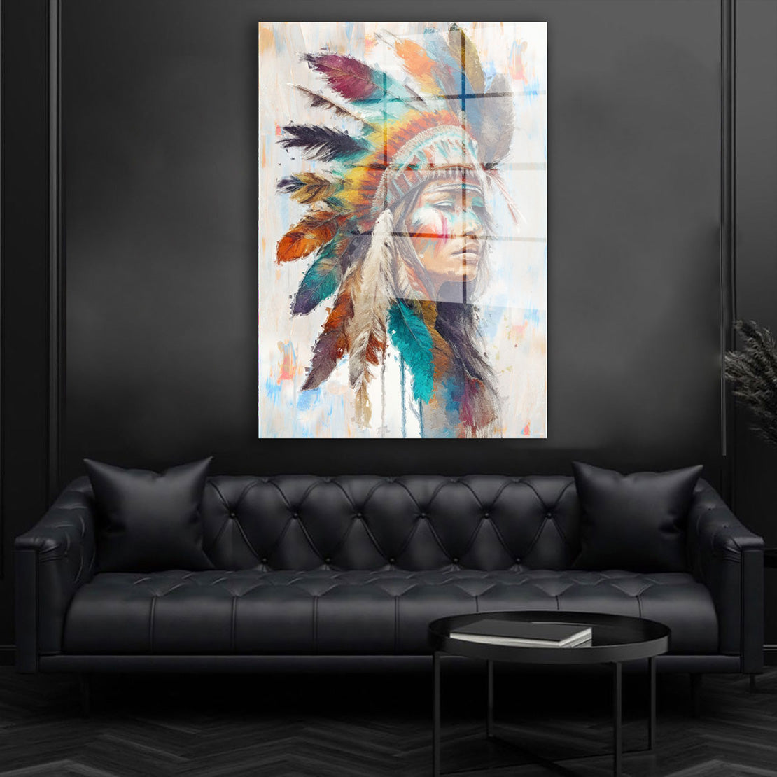 Indianerin Frau Apache Acrylglasbild Wandbild Bild Wanddeko Wohnzimmer XL