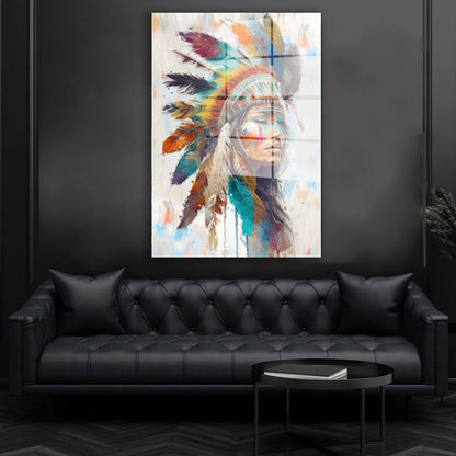 Indianerin Frau Apache Acrylglasbild Wandbild Bild Wanddeko Wohnzimmer XL
