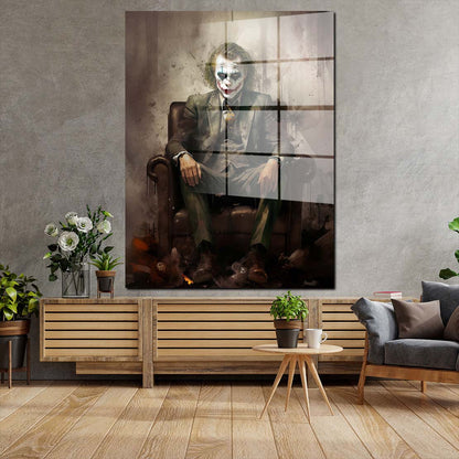 Joker im Anzug sitzend Acrylglasbild Wandbild Bild Wanddeko Wohnzimmer XL