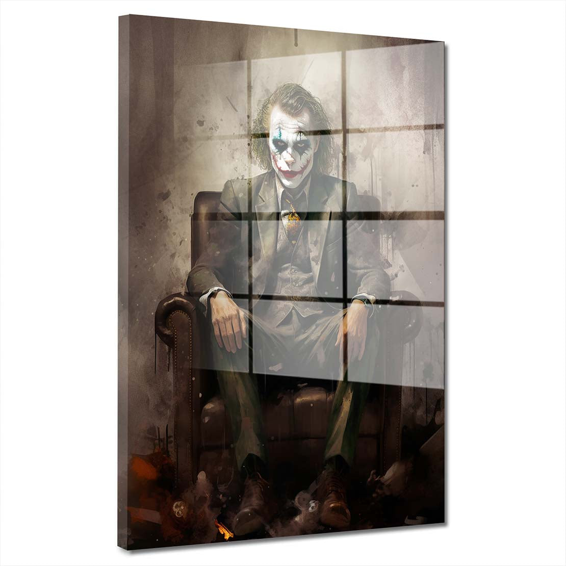 Joker im Anzug sitzend Acrylglasbild Wandbild Bild Wanddeko Wohnzimmer XL