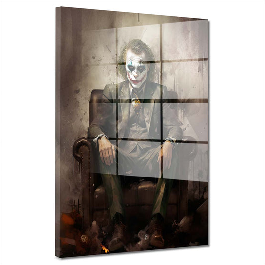 Joker im Anzug sitzend Acrylglasbild Wandbild Bild Wanddeko Wohnzimmer XL